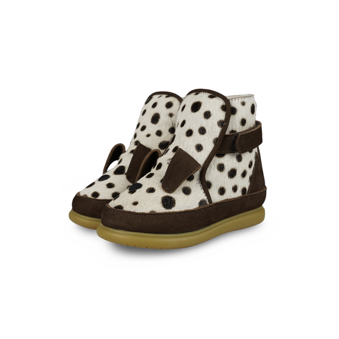donsje Dubu Exclusive Shoes | Dalmatian | Black Spotted Cow Hair