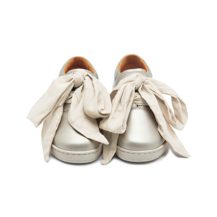 Donsje Emilia Organza Sneakers | Off White Metallic Leather