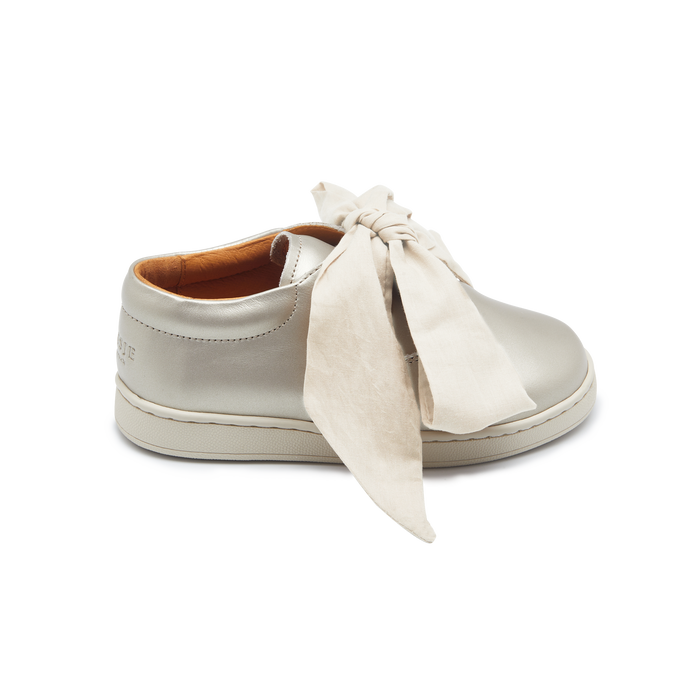 Donsje Emilia Organza Sneakers | Off White Metallic Leather