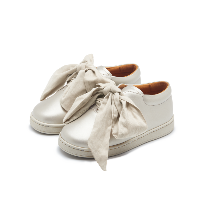 donsje Emilia Organza Sneakers | Off White Metallic Leather