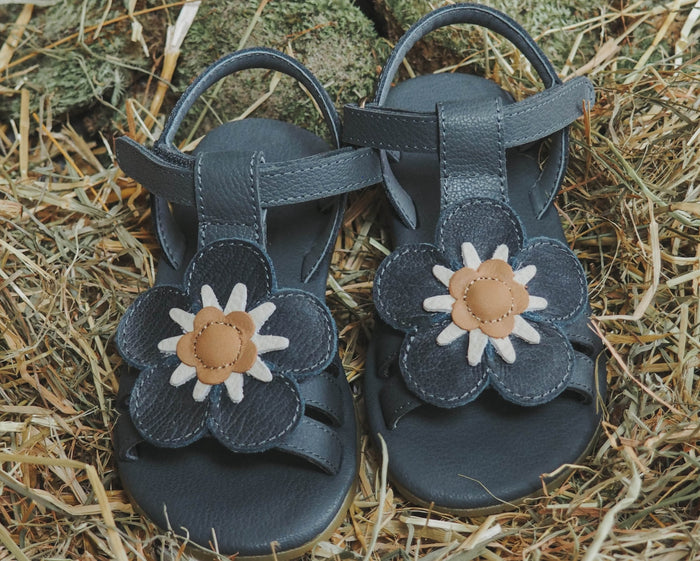 Donsje Iles Fields Sandals | Forget Me Not | Petrol Leather