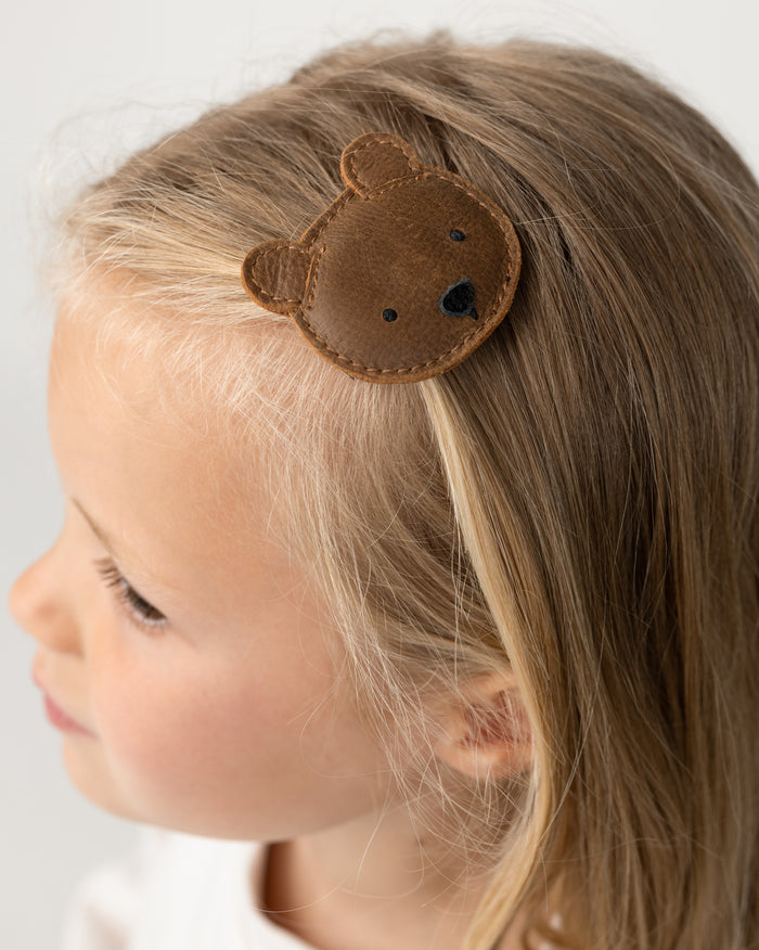 Donsje Josy Classic Hairclip | Bear | Cognac Classic Leather