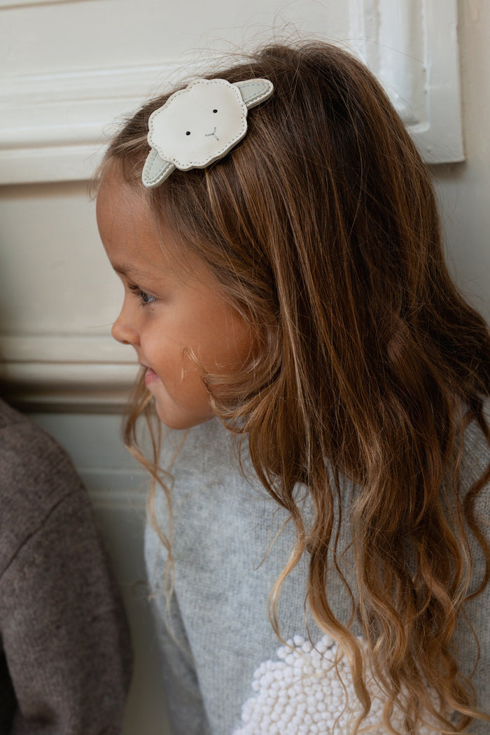 Donsje Josy Classic Hairclip | Lammy | Off White Leather