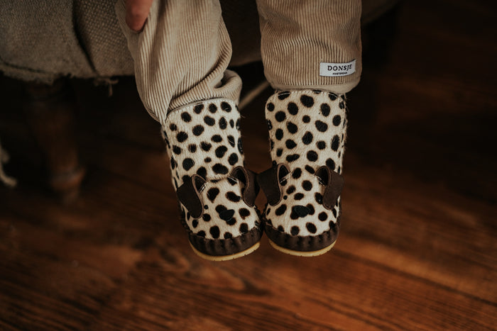 Donsje Kapi Exclusive Booties | Dalmatian | Black Spotted Cow Hair