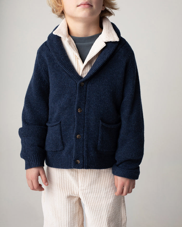 Donsje Kicher Merino Wool Cardigan | Blue Marine Melange