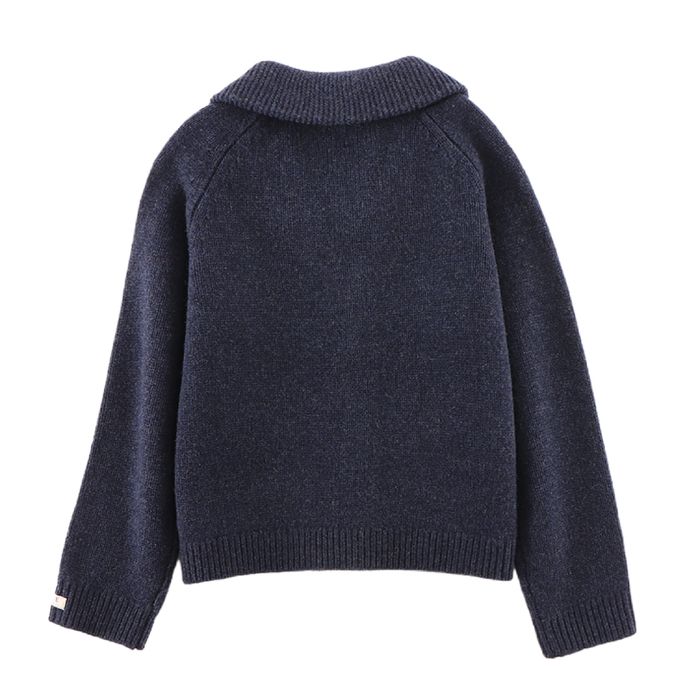 Donsje Kicher Merino Wool Cardigan | Blue Marine Melange
