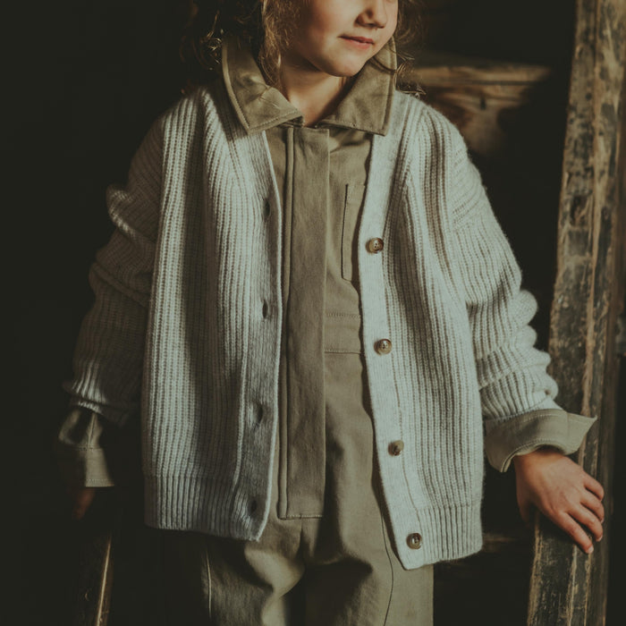 Donsje Matu Merino Wool Cardigan | White Sand Melange