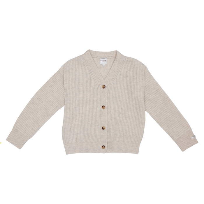 donsje Matu Merino Wool Cardigan | White Sand Melange