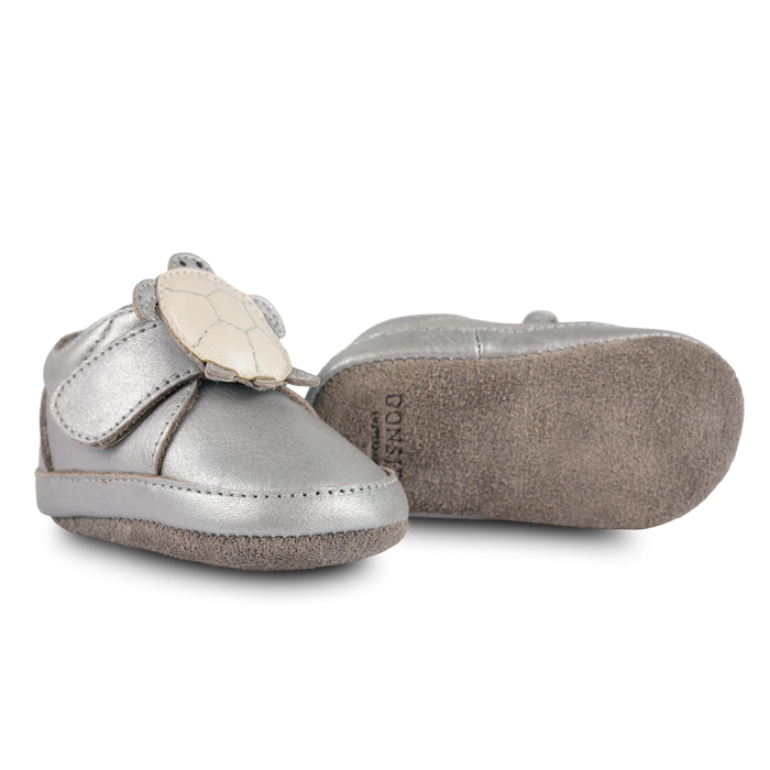 Donsje Niek Sneakers | Shimmer Turtle | Silver Grey Metallic Leather