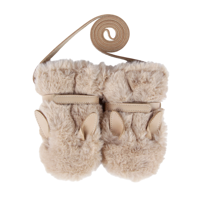 donsje Richy Mittens | Fluffy Bunny | Warm Beige Soft Faux Fur