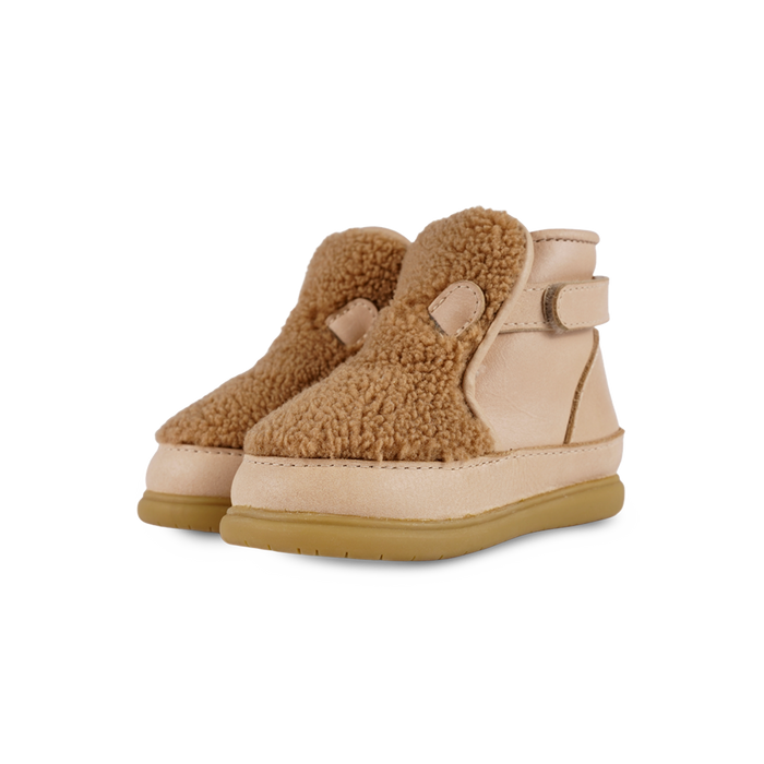 donsje Roumi Shoes | Teddy Bear | Light Maple Curly Faux Fur