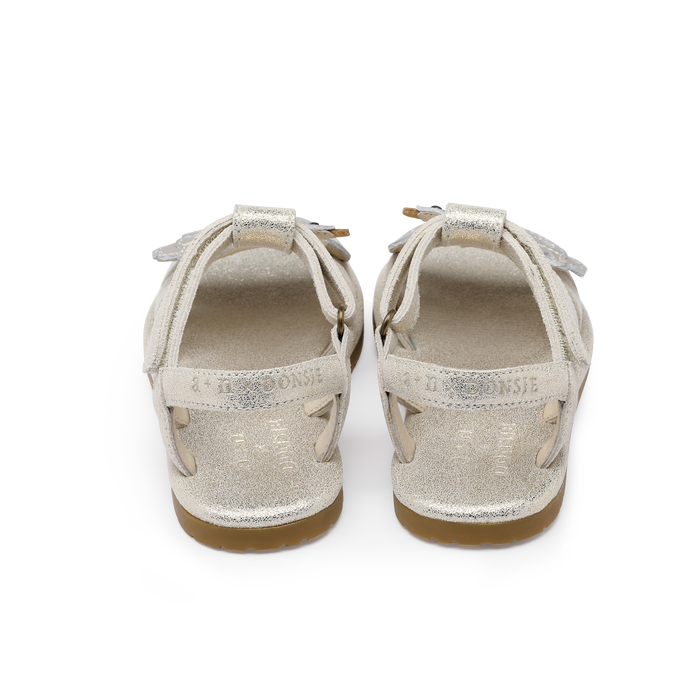 Donsje Shimmer Swan Sandals | Silver Metallic Leather