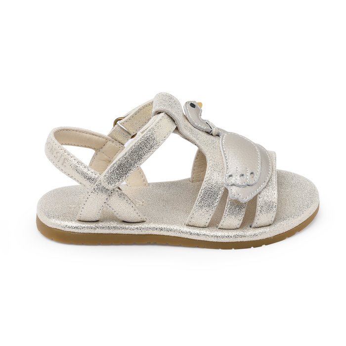 Donsje Shimmer Swan Sandals | Silver Metallic Leather