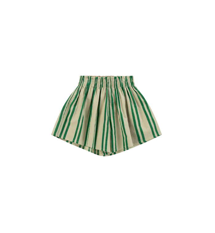 Donsje Sunny Stripes Mini Shorts | Beige - Emerald Striped