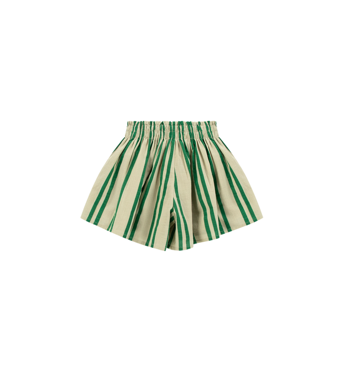 donsje Sunny Stripes Mini Shorts | Beige - Emerald Striped