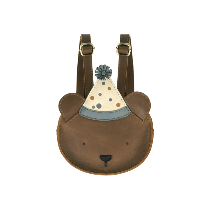 donsje Tendo Backpack | Festive Bear | Cognac Classic Leather