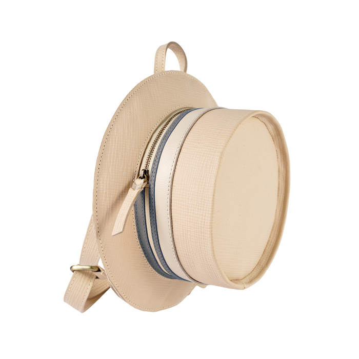 Donsje Tozi Backpack | Boater Hat | Cream Scored Leather