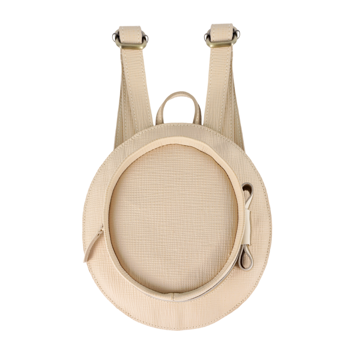 donsje Tozi Backpack | Boater Hat | Cream Scored Leather