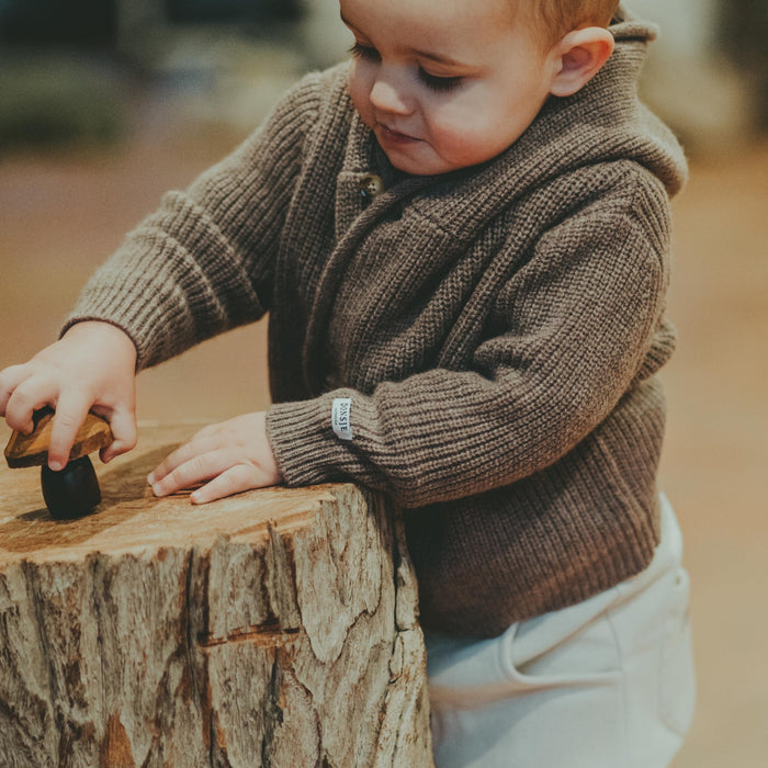 Donsje Tristan Merino Wool Cardigan | Dark Taupe Melange