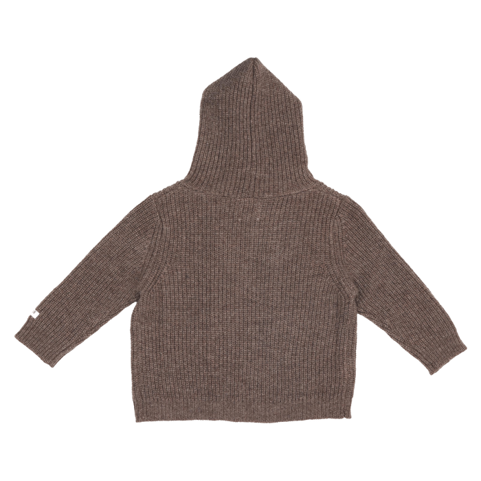 Donsje Tristan Merino Wool Cardigan | Dark Taupe Melange