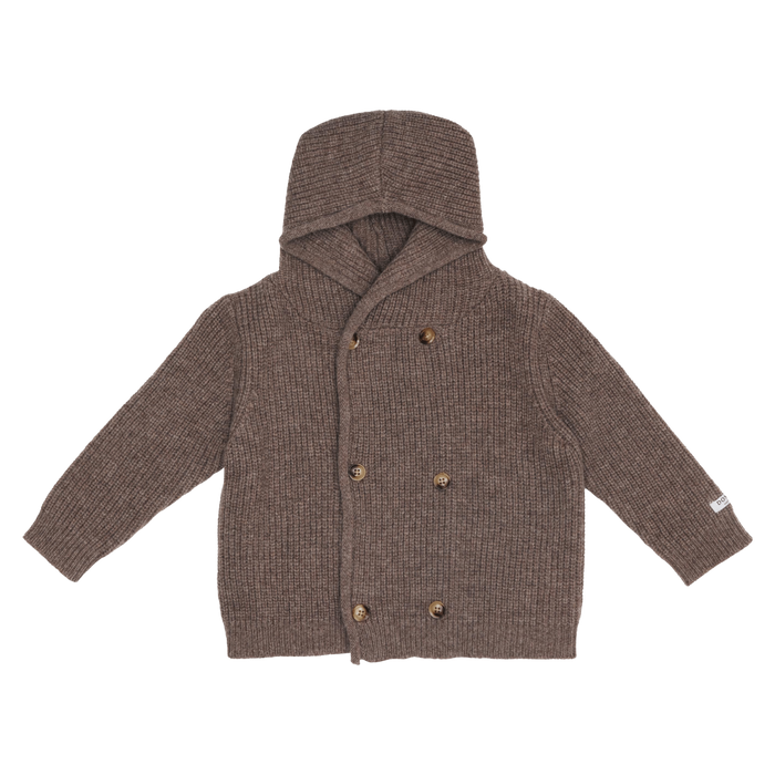 donsje Tristan Merino Wool Cardigan | Dark Taupe Melange