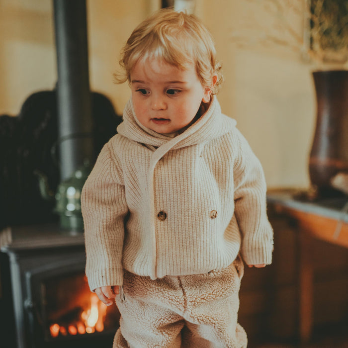 Donsje Tristan Merino Wool Cardigan | White Sand Melange