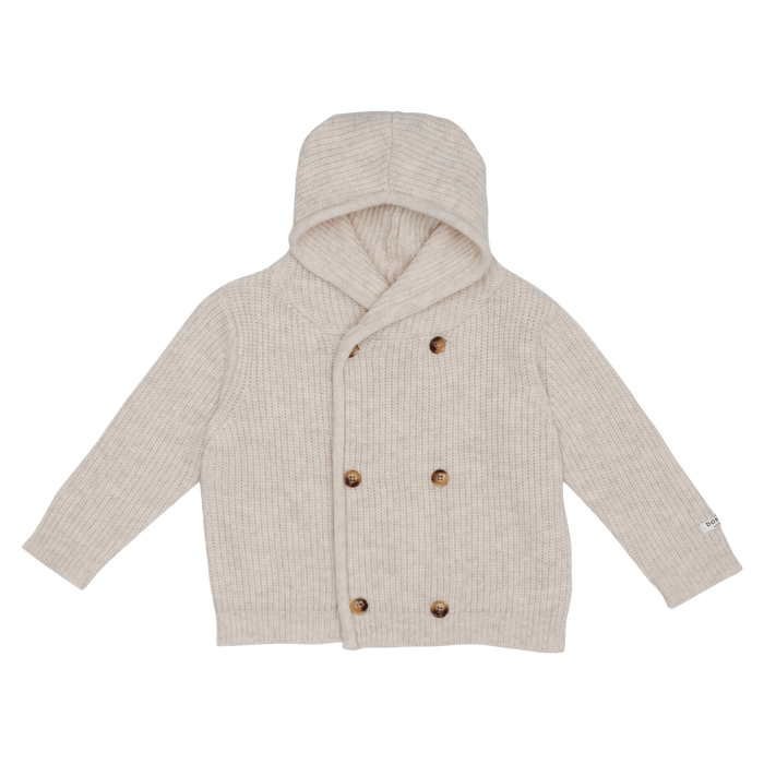 donsje Tristan Merino Wool Cardigan | White Sand Melange