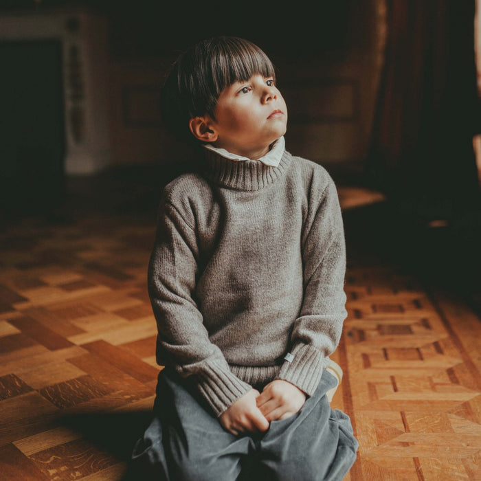 Donsje Vilno Merino Wool Sweater | Dark Taupe Melange