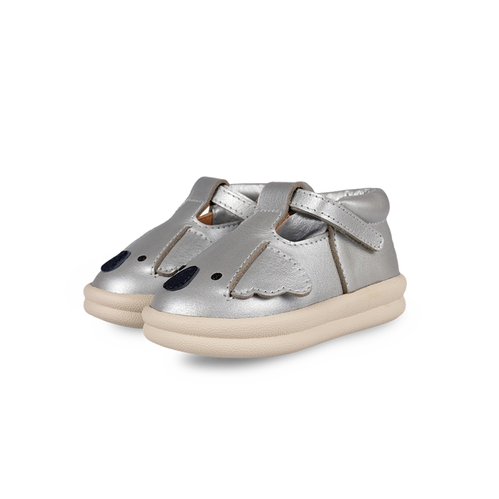donsje Zilpa Shoes | Koala | Silver Grey Metallic Leather