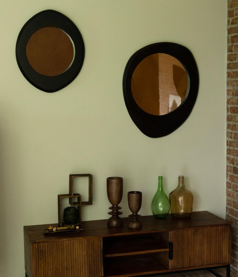 Dutchbone Aren Spiegel Hout Zwart M