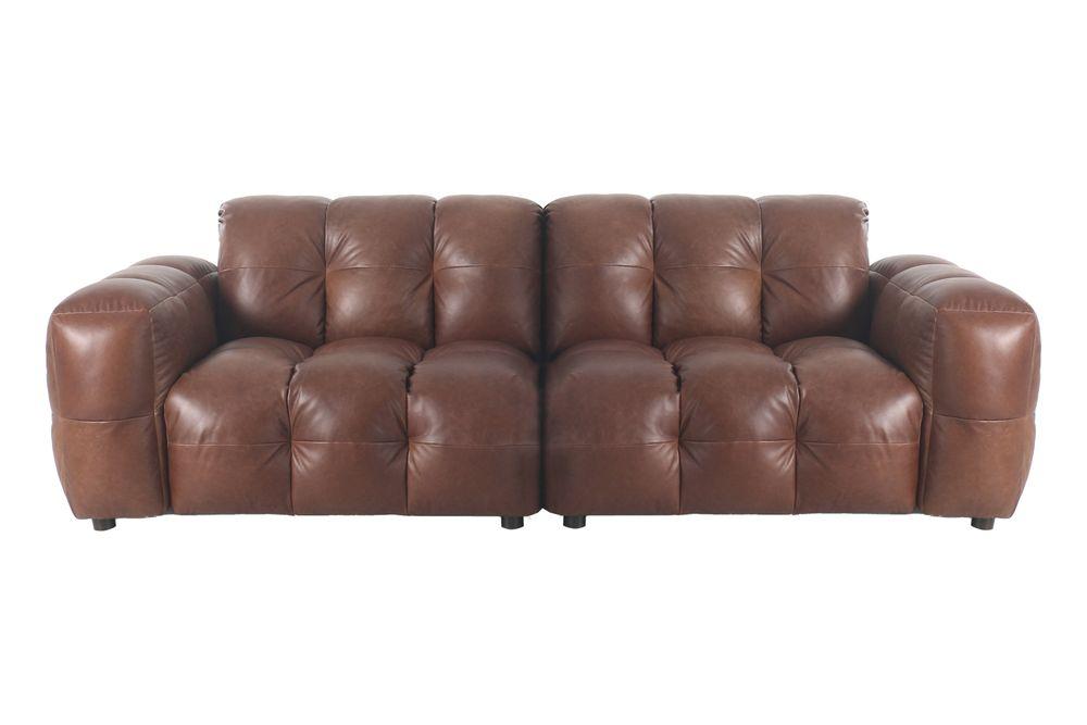 dutchbone Hackman 3-zitsbank Leer Chocolade Bruin