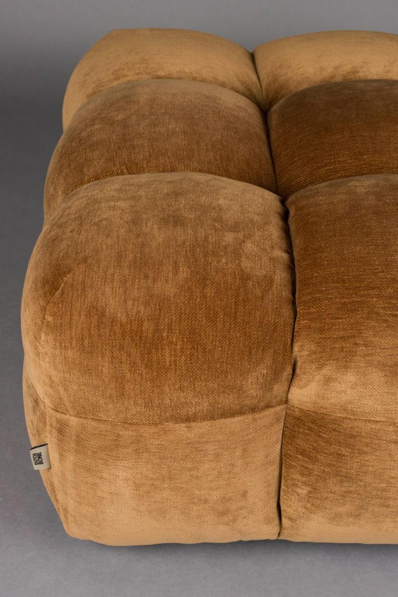 Dutchbone Hackman Hocker Velours Cognac Bruin