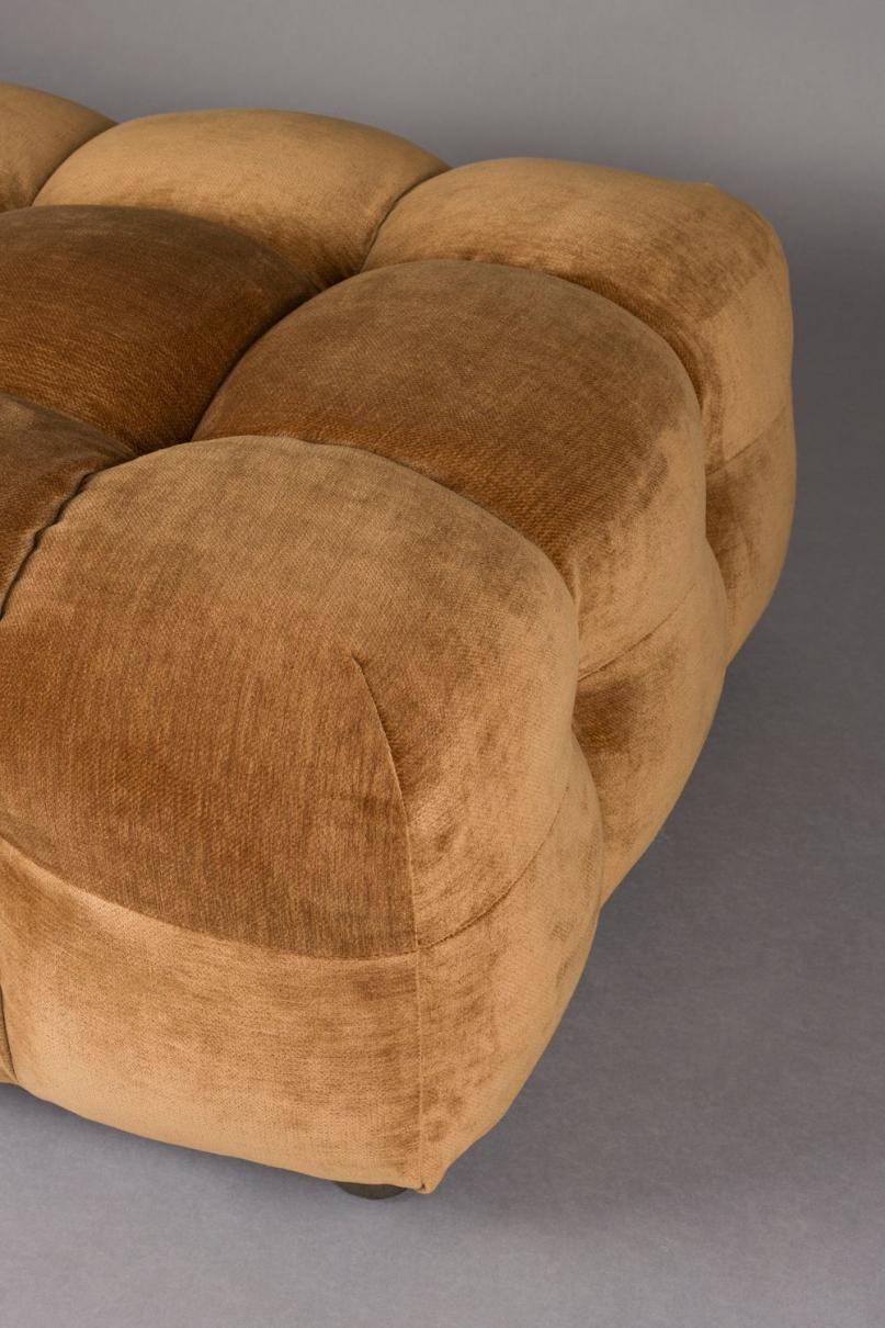 Dutchbone Hackman Hocker Velours Cognac Bruin