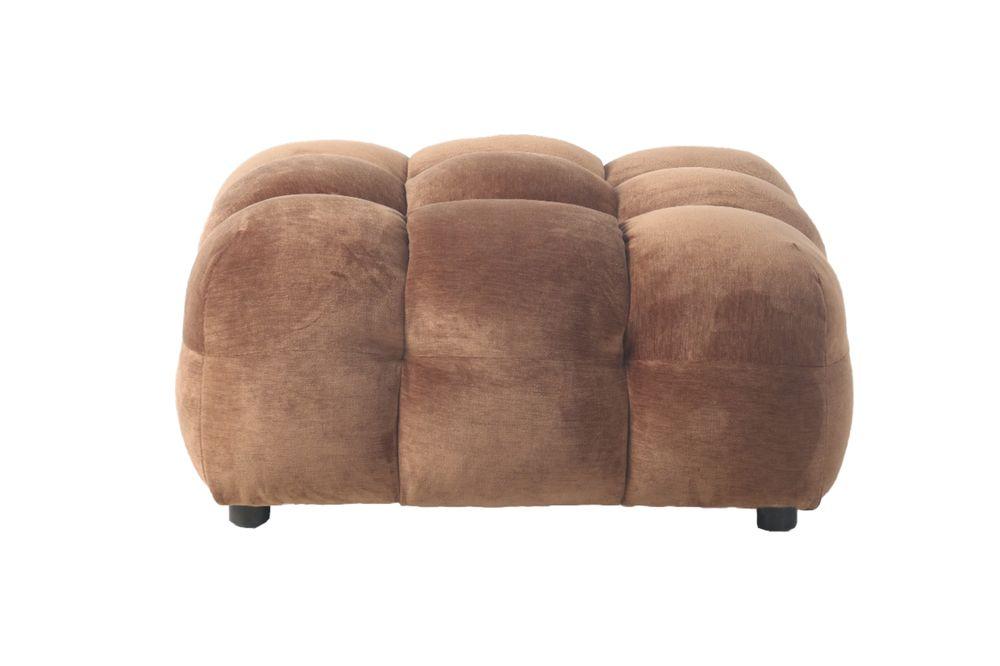 dutchbone Hackman Hocker Velours Cognac Bruin