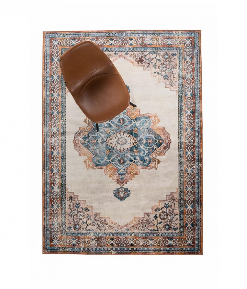 Dutchbone Mahal Vloerkleed Blauw/Brick 170X240