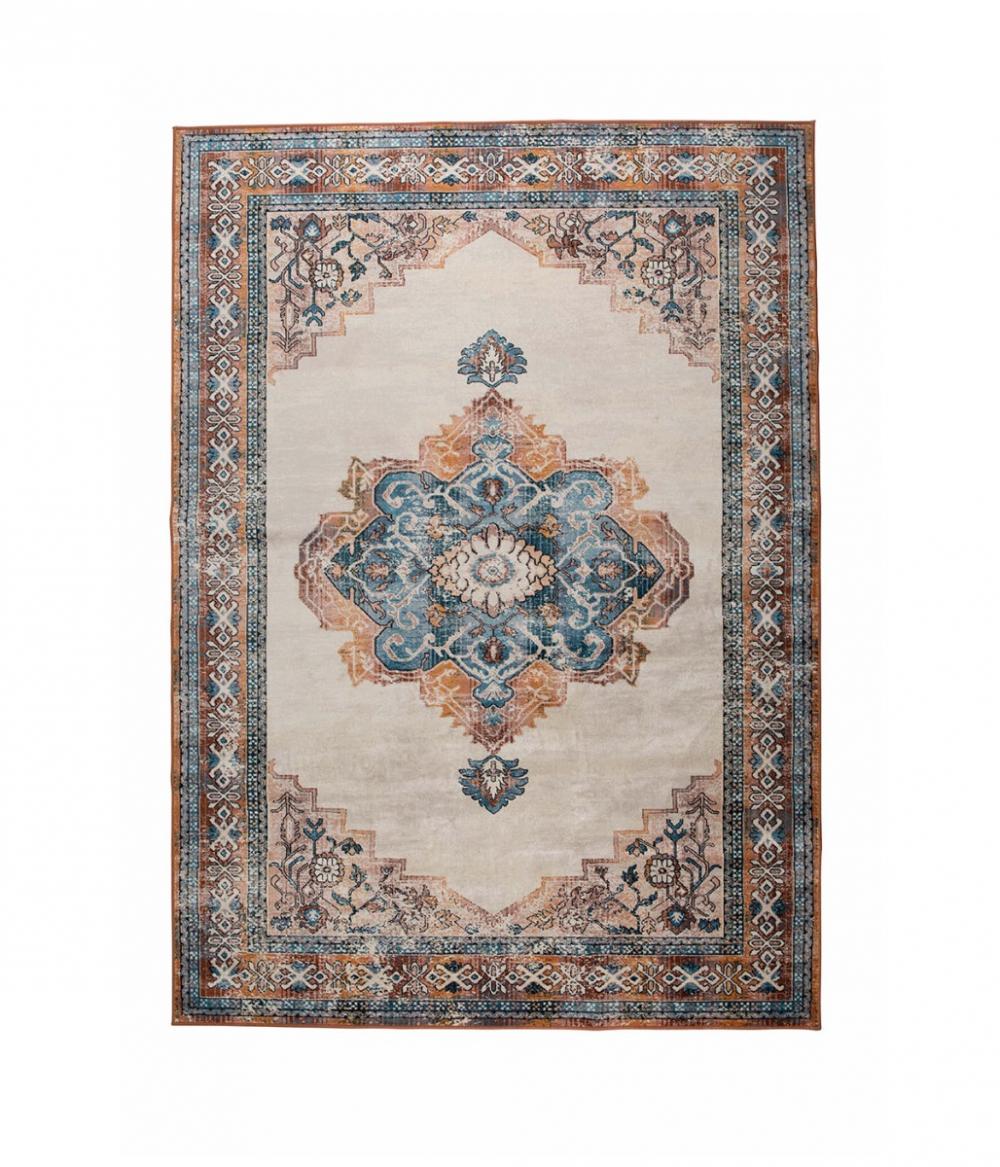dutchbone Mahal Vloerkleed Blauw/Brick 170X240