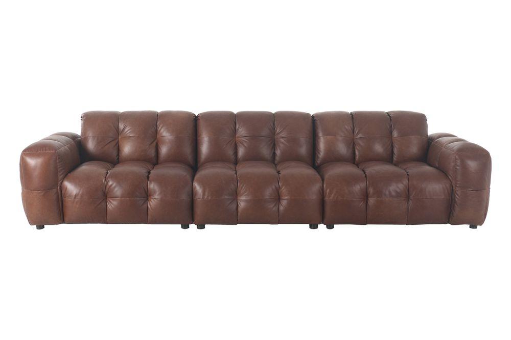 dutchbone Hackman 4 5-zitsbank Leer Chocolade Bruin