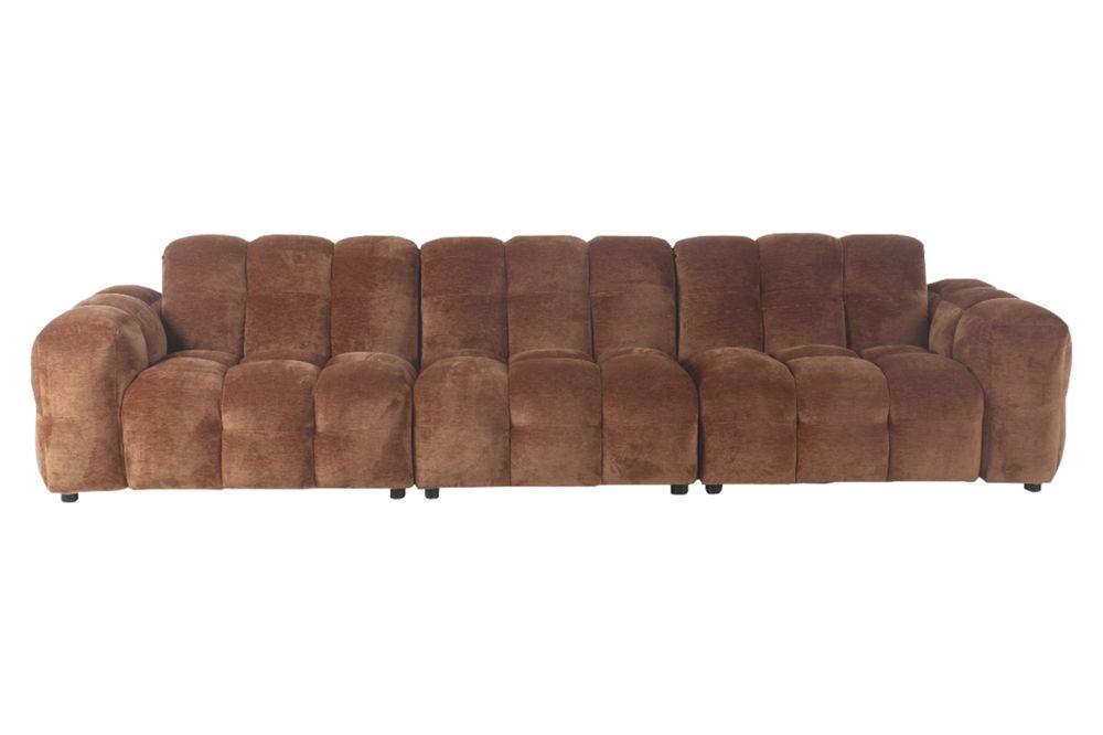 dutchbone Hackman 4 5-zitsbank Velours Cognac Bruin