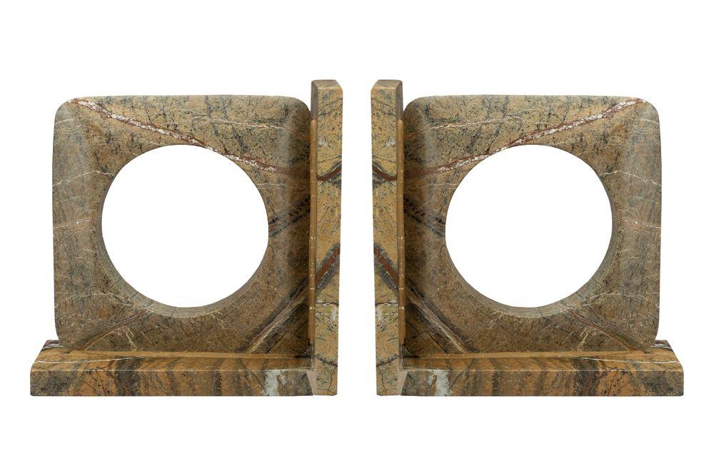 dutchbone Satpura Boekensteun Marmer Bruin (Set van 2)