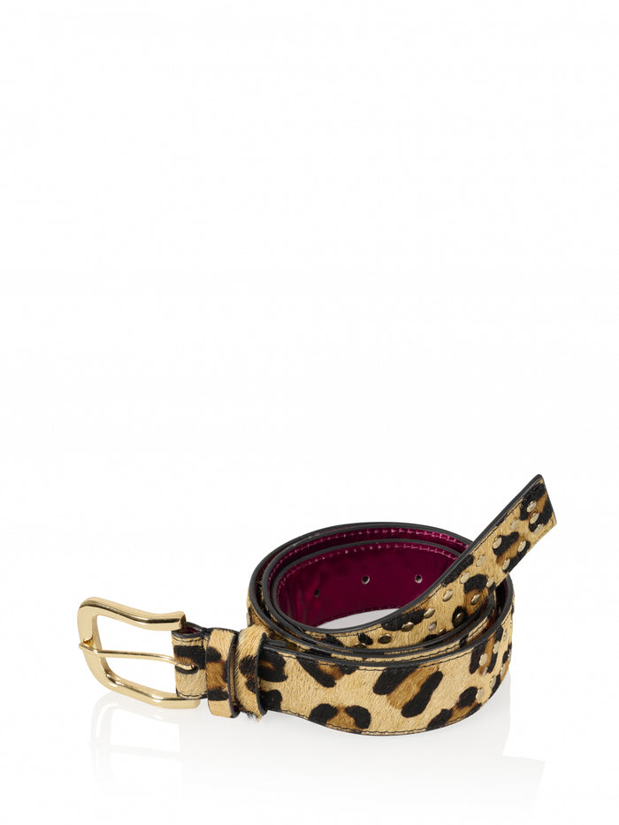 Dwrs ALEXANDRIA STUDS Leopard Hair On - Riemen | Sand