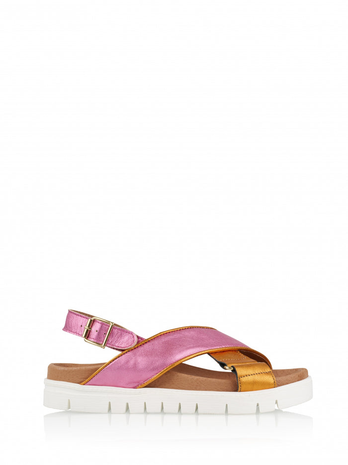 dwrs BURKINA metallic - Sandalen | Pink / Orange