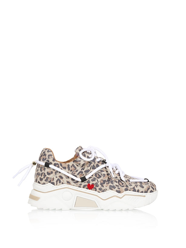 dwrs JUPITER LEOPARD heart - Sneakers | Sand / Red