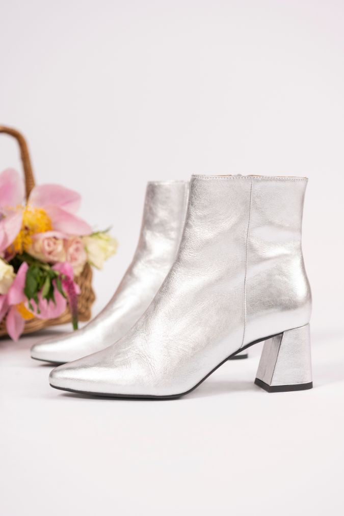 dwrs LUGANO metallic - Enkellaarsjes | Silver