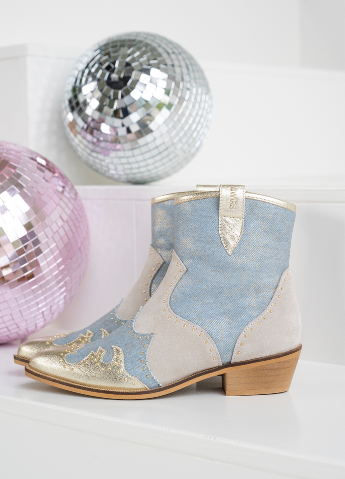 dwrs LYON studs denim - Westernboots | Champagne / Jeans