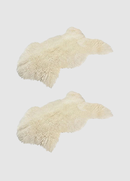 dyreskinn 2x Échte Schapenvacht | Natural wit/creme | 85x45cm