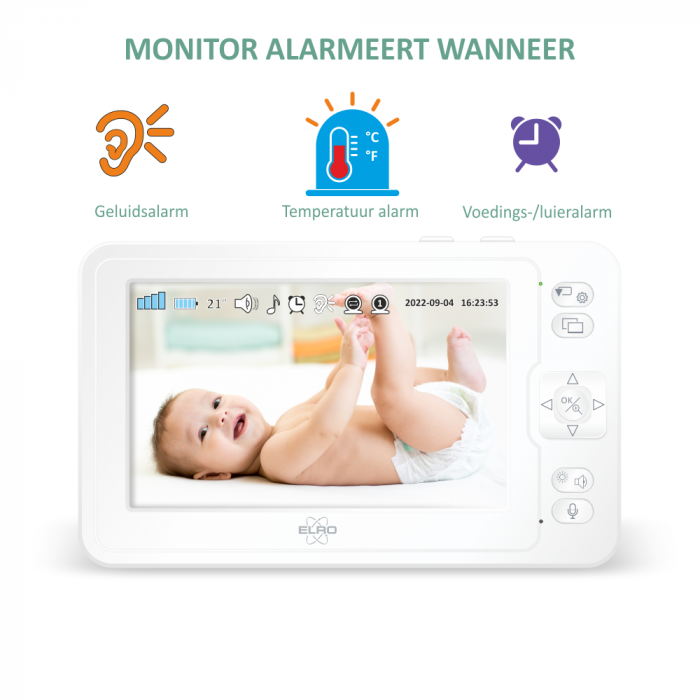 Elro Baby Monitor Premium 1080P Full HD Babyfoon Met 12 7 Cm Scherm (BC2000)