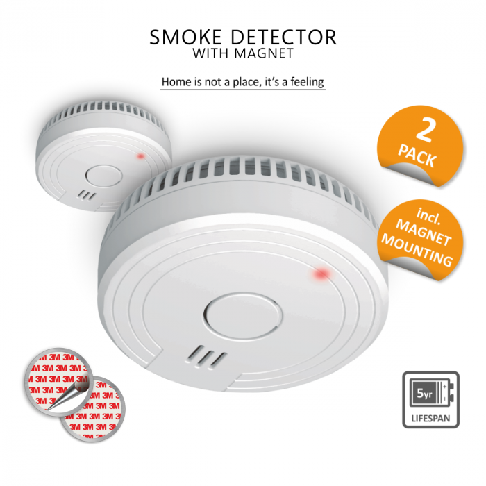 elro Brandpreventieset – 2x Rookmelders met 5 Jaar Batterij en Magneet Montage + Koolmonoxidemelder met 10 jaar sensor (FF1840)