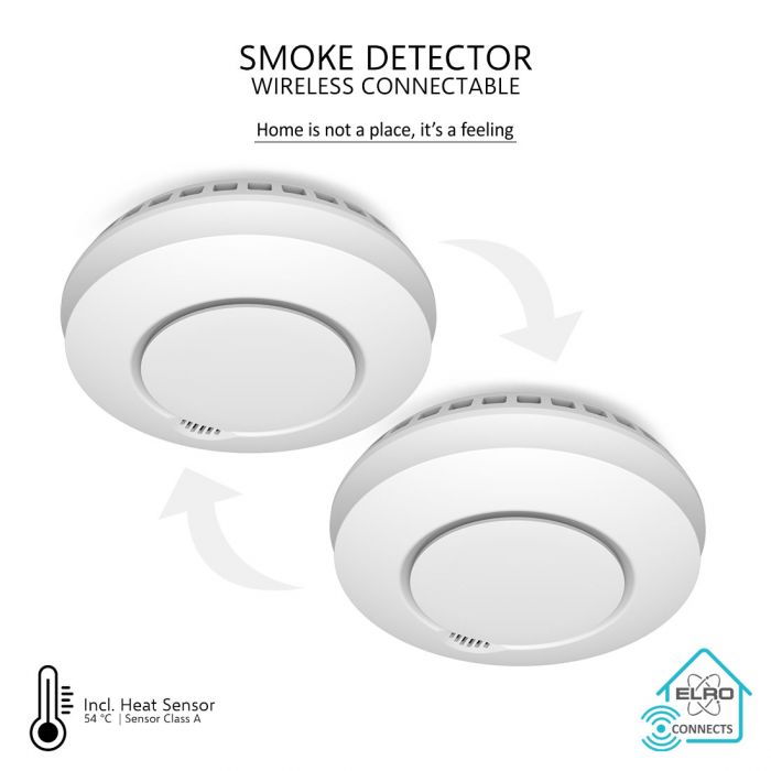 elro Draadloos Koppelbare Rookmelders - met Hittesensor - voldoet aan Europese norm EN14604 - 2 Pack (FZ5002R) elro Draadloos Koppelbare Rookmelders - met Hittesensor - voldoet aan Europese norm EN14604 - 2 Pack (FZ5002R)