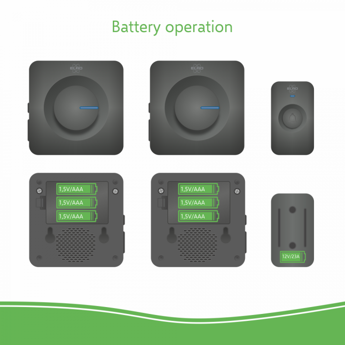 Elro Draadloze Deurbel Set – Met 2x Ontvanger Op Batterij - Zwart (DB3000-P1C2B)