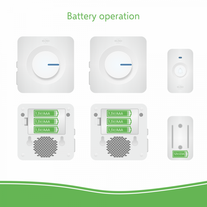 Elro Draadloze Deurbel Set – Met 2x Ontvanger Op Batterij - Wit (DB3000-P1C2W)